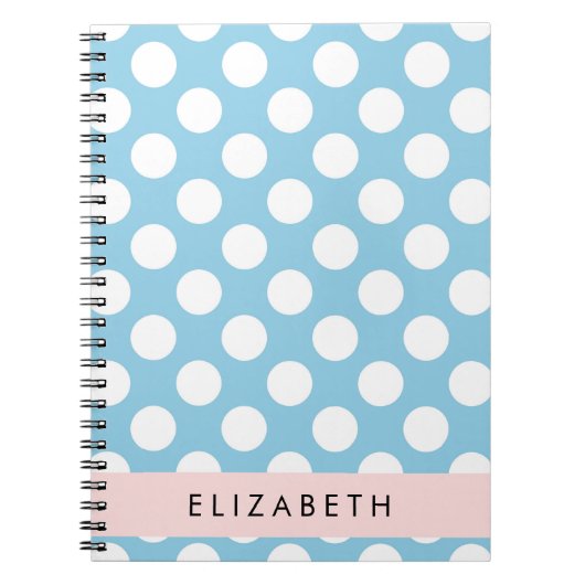 Blue Polka Dots, Polka Dot Pattern, Ihr Name Notizblock (Vorderseite)