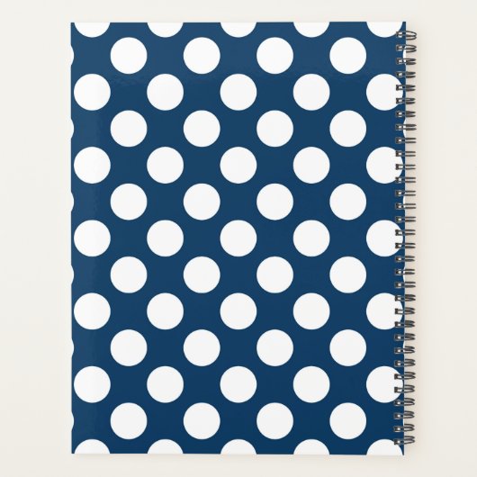Blue Polka Dots, Polka Dot Pattern, Ihr Name Planer (Rückseite)