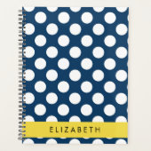Blue Polka Dots, Polka Dot Pattern, Ihr Name Planer (Vorderseite)