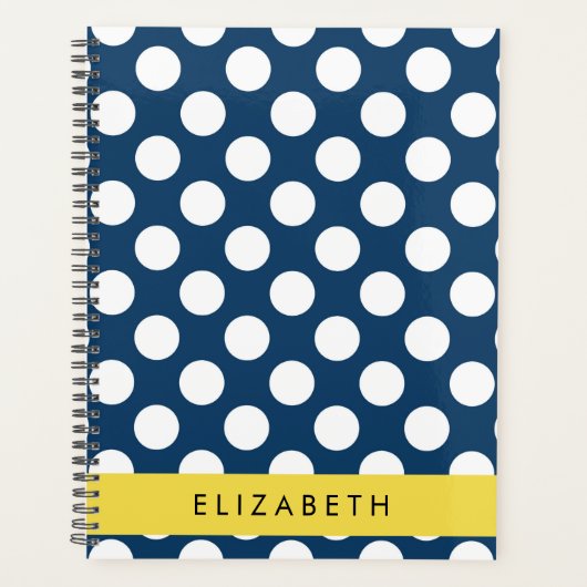 Blue Polka Dots, Polka Dot Pattern, Ihr Name Planer (Vorderseite)