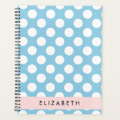 Blue Polka Dots, Polka Dot Pattern, Ihr Name Planer (Vorderseite)