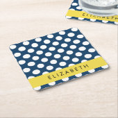 Blue Polka Dots, Polka Dot Pattern, Ihr Name Rechteckiger Pappuntersetzer (angewinkelt)