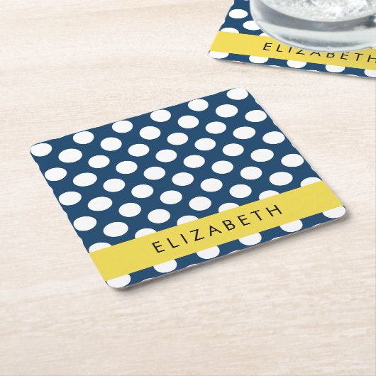 Blue Polka Dots, Polka Dot Pattern, Ihr Name Rechteckiger Pappuntersetzer (angewinkelt)