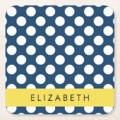 Blue Polka Dots, Polka Dot Pattern, Ihr Name Rechteckiger Pappuntersetzer (Vorderseite)