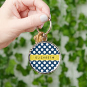 Blue Polka Dots, Polka Dot Pattern, Ihr Name Schlüsselanhänger (Hand)
