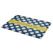 Blue Polka Dots, Polka Dot Pattern, Ihr Name Schneidebrett (Ecke)