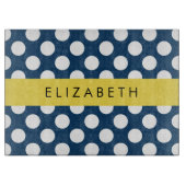 Blue Polka Dots, Polka Dot Pattern, Ihr Name Schneidebrett (Vorderseite)