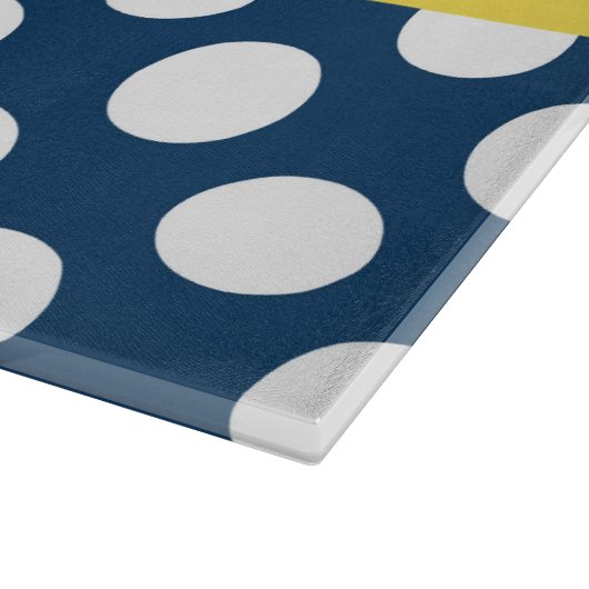 Blue Polka Dots, Polka Dot Pattern, Ihr Name Schneidebrett (Ecke)