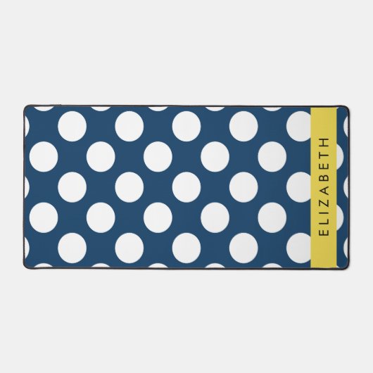 Blue Polka Dots, Polka Dot Pattern, Ihr Name Schreibtischunterlage (Vorderseite)