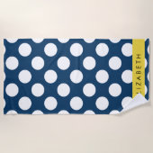 Blue Polka Dots, Polka Dot Pattern, Ihr Name Strandtuch (Vorderseite)
