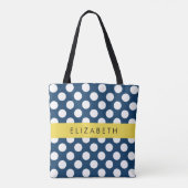 Blue Polka Dots, Polka Dot Pattern, Ihr Name Tasche (Rückseite)