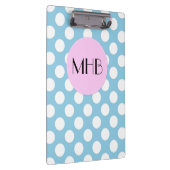 Blue Polka Dots, Polka Dot Pattern, Monogramm Klemmbrett (Rechts)