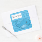 Blue Polka Dotted Baby Whale | DIY Text Quadratischer Aufkleber (Umschlag)