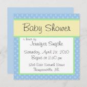 Blue Polka Dotty Baby Einladung (Vorne/Hinten)