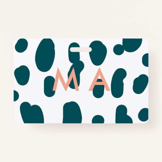 Blue polkadot orange pastel monogram man letter pa ausweis (Vorderseite)