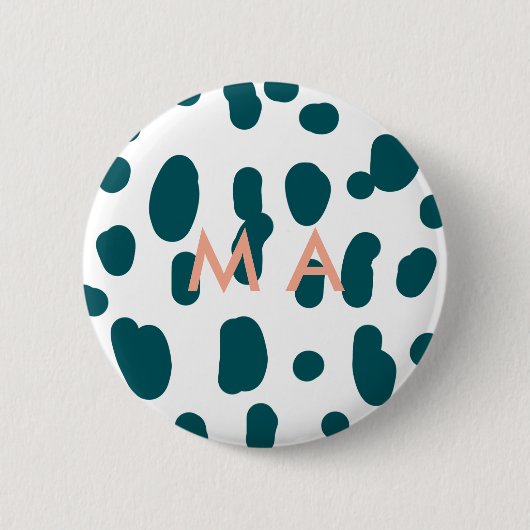 Blue polkadot orange pastel monogram man letter pa button (Vorderseite)
