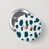 Blue polkadot orange pastel monogram man letter pa button (Vorne & Hinten)