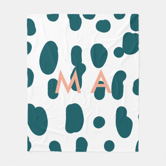 Blue polkadot orange pastel monogram man letter pa fleecedecke (Vorderseite)