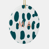 Blue polkadot orange pastel monogram man letter pa keramik ornament (Rechts)