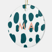 Blue polkadot orange pastel monogram man letter pa keramik ornament (Links)