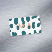 Blue polkadot orange pastel monogram man letter pa magnetische visitenkarte (Beispiel)