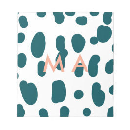 Blue polkadot orange pastel monogram man letter pa notizblock