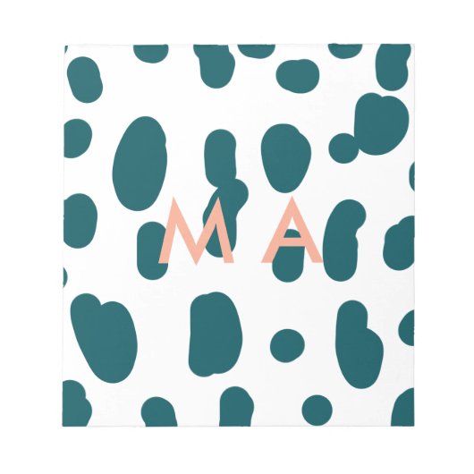 Blue polkadot orange pastel monogram man letter pa notizblock (Vorderseite)