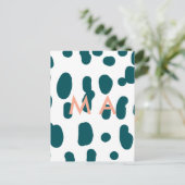 Blue polkadot orange pastel monogram man letter pa postkarte (Stehend Vorderseite)
