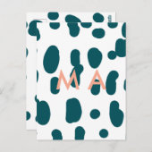 Blue polkadot orange pastel monogram man letter pa postkarte (Vorne/Hinten)