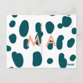 Blue polkadot orange pastel monogram man letter pa postkarte (Rückseite)