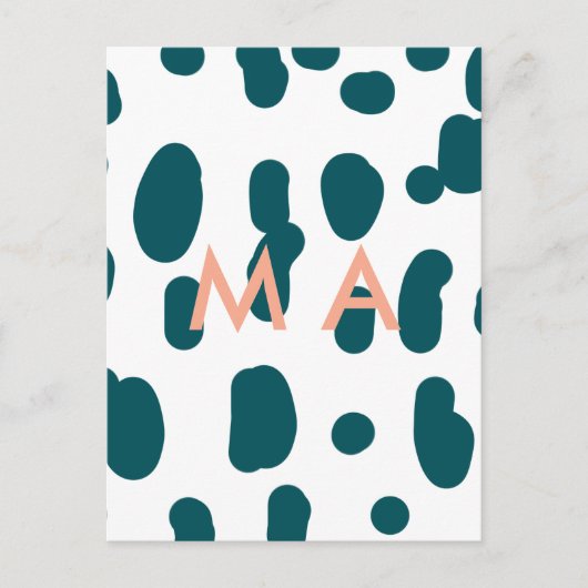 Blue polkadot orange pastel monogram man letter pa postkarte (Vorderseite)