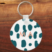 Blue polkadot orange pastel monogram man letter pa schlüsselanhänger (Vorderseite)