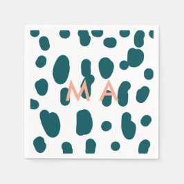 Blue polkadot orange pastel monogram man letter pa serviette