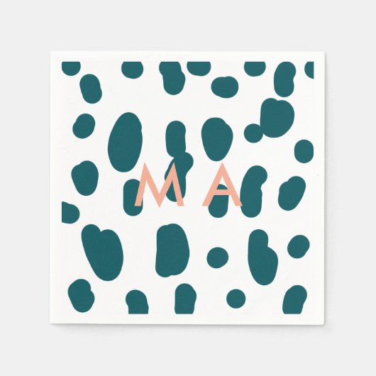 Blue polkadot orange pastel monogram man letter pa serviette (Vorderseite)