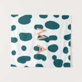 Blue polkadot orange pastel monogram man letter pa wandteppich (Vorderseite (Horizontal))