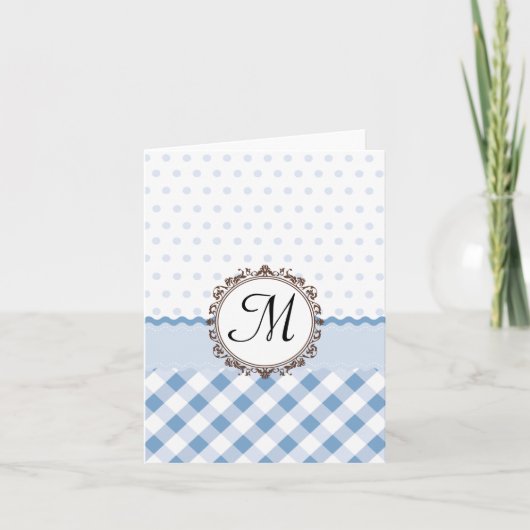 Blue Polkadots, Checks and Stripes with Monogram (Vorderseite)