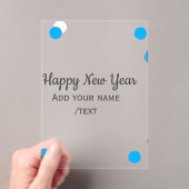 Blue polkadots happy new year add name messasimple acryleinladungen (Insitu (Handheld))