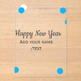 Blue polkadots happy new year add name messasimple acryleinladungen