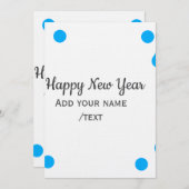 Blue polkadots happy new year add name messasimple einladung (Vorne/Hinten)