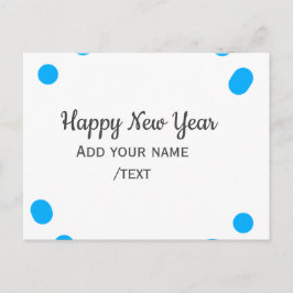 Blue polkadots happy new year add name messasimple feiertagspostkarte