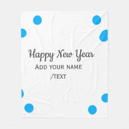 Blue polkadots happy new year add name messasimple fleecedecke
