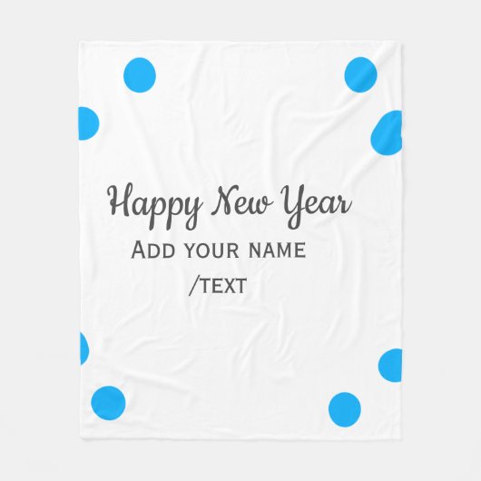 Blue polkadots happy new year add name messasimple fleecedecke (Vorderseite)