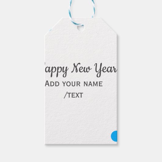 Blue polkadots happy new year add name messasimple geschenkanhänger (Vorderseite)