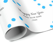 Blue polkadots happy new year add name messasimple geschenkpapier (Rolleneckpunkt)