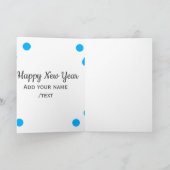 Blue polkadots happy new year add name messasimple karte (Innenseite)