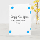 Blue polkadots happy new year add name messasimple karte (Gelbe Blume)