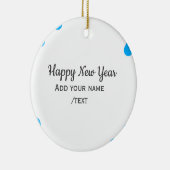 Blue polkadots happy new year add name messasimple keramik ornament (Rechts)
