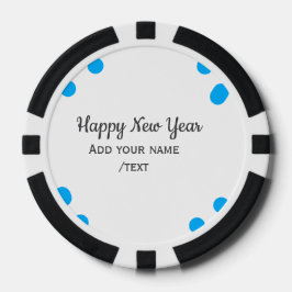 Blue polkadots happy new year add name messasimple pokerchips