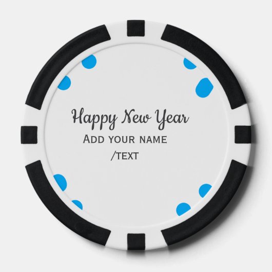 Blue polkadots happy new year add name messasimple pokerchips (Vorderseite)