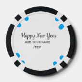 Blue polkadots happy new year add name messasimple pokerchips (Rückseite)
